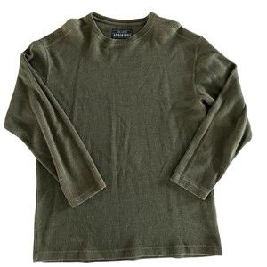 John Ashford Adventure Sweater Mens Large Olive Green Ribbed Round Neck Pullover